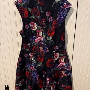 Avec Les Filles Black Dress with Red and Purple Floral